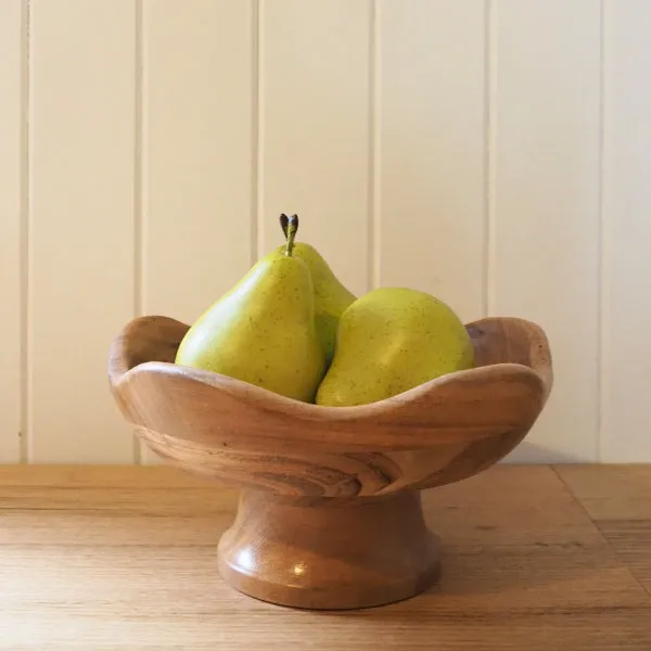 Ondulee Acacia Footed Bowl - Natural