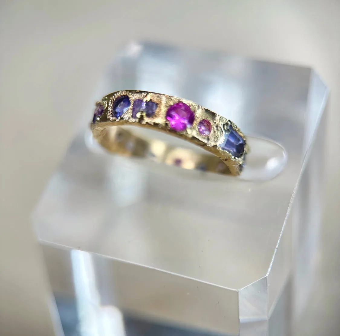 One-Of-A-Kind Abstract gold band with Sapphires (Exclusive to Tomfoolery London)