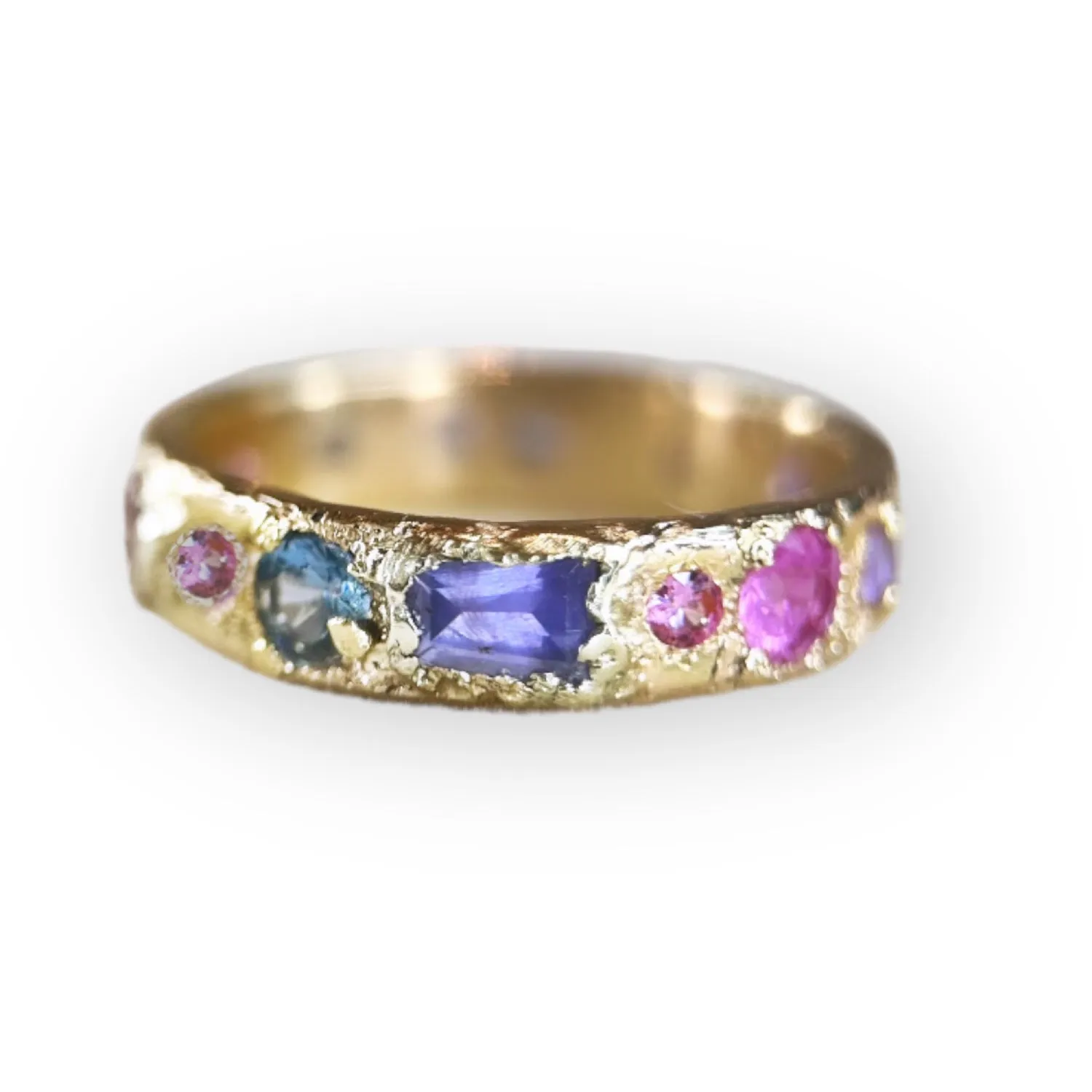 One-Of-A-Kind Abstract gold band with Sapphires (Exclusive to Tomfoolery London)