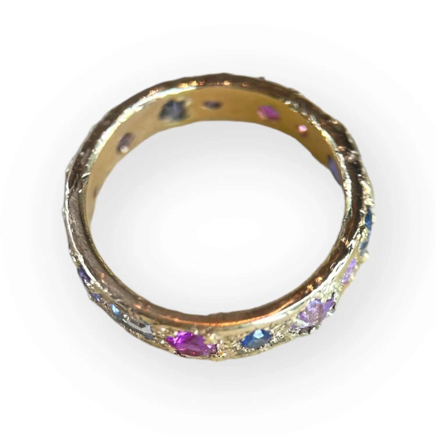 One-Of-A-Kind Abstract gold band with Sapphires (Exclusive to Tomfoolery London)