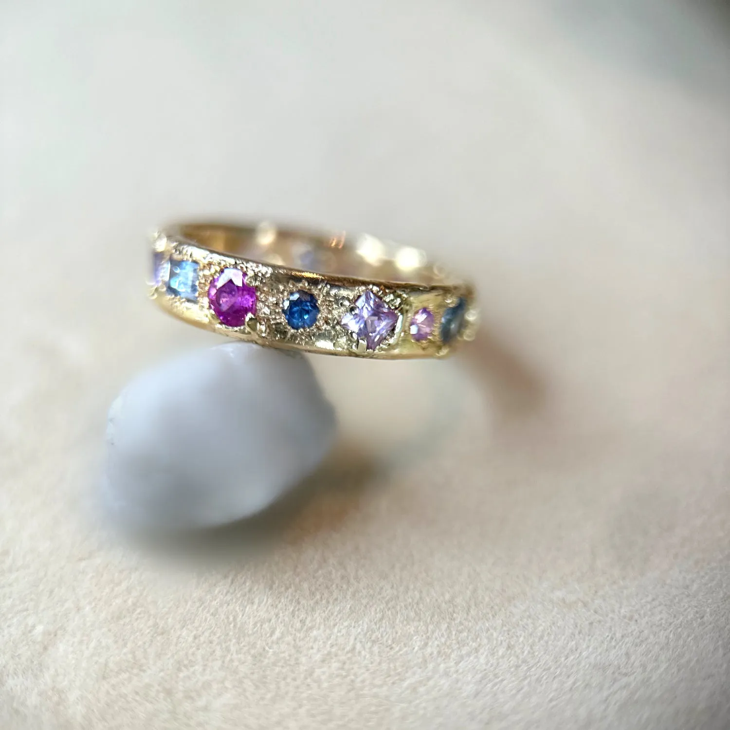 One-Of-A-Kind Abstract gold band with Sapphires (Exclusive to Tomfoolery London)