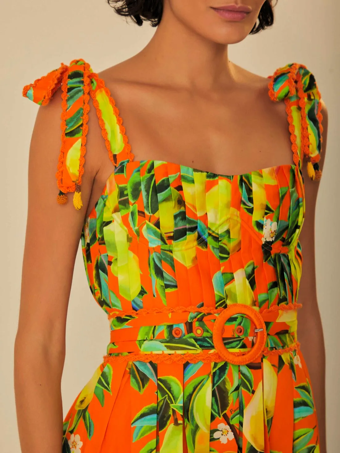 Orange Chic Pears Mini Dress