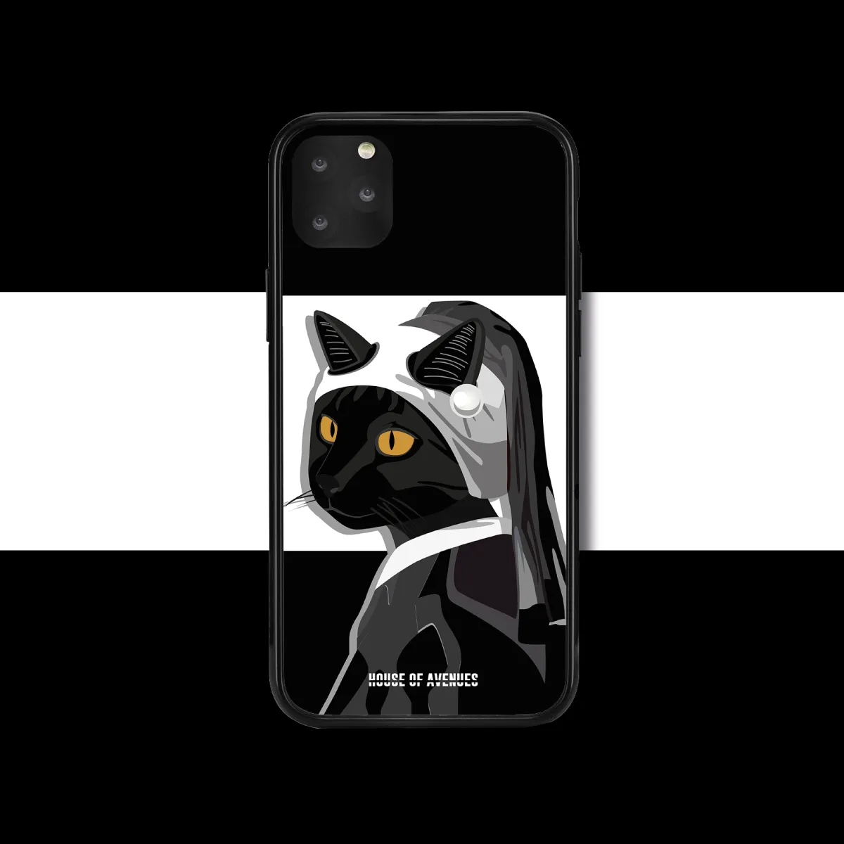 Original Design Phone Case - Cat with a Pearl Earring - Style F