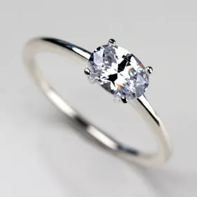 Oval Cut East-West Basket Solitaire Engagement Ring