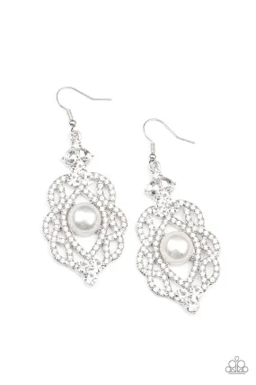 Paparazzi Rhinestone Renaissance - White Earrings