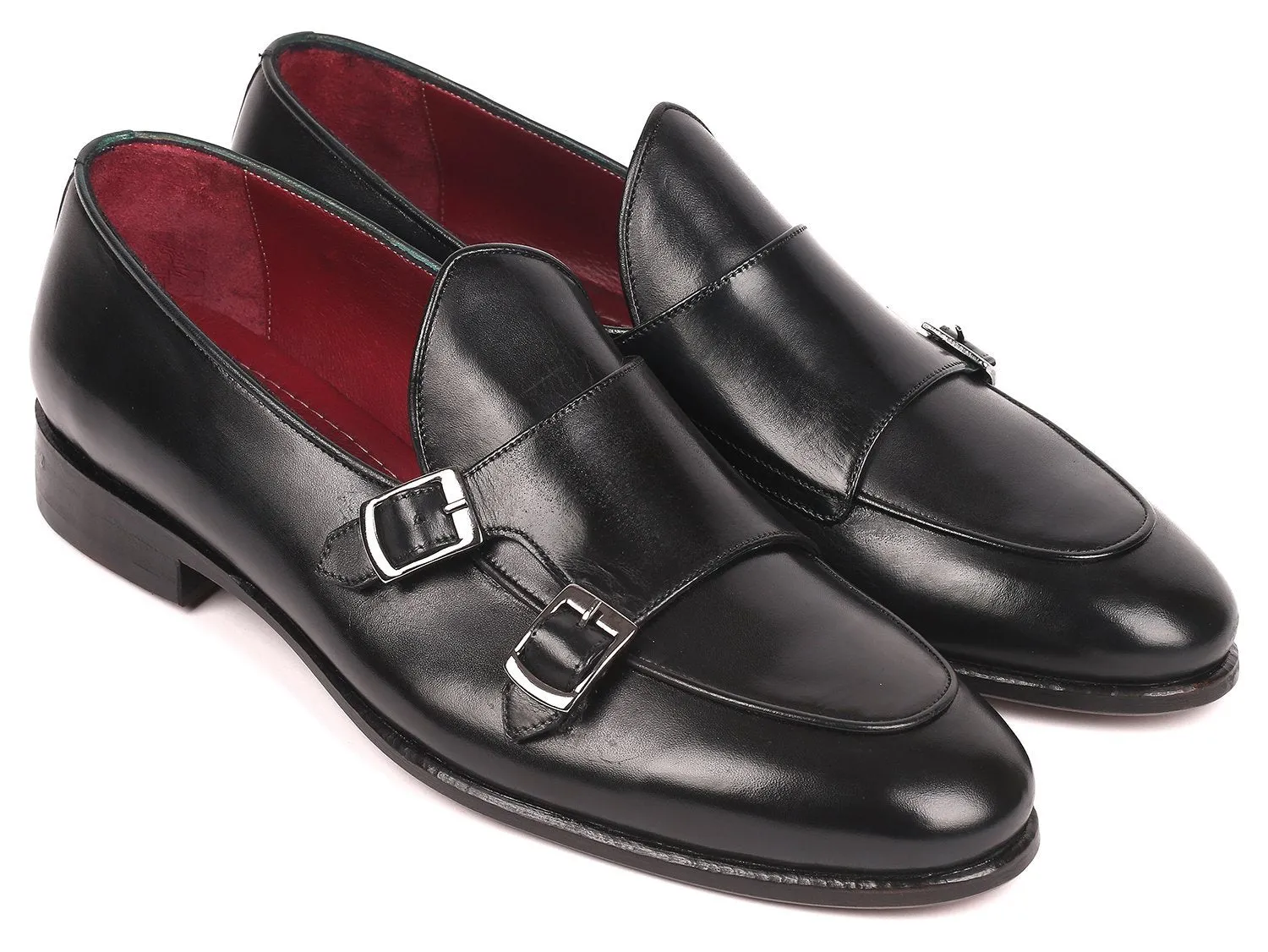 Paul Parkman Men's Black Double Monkstrap Shoes (ID#HT82BLK)