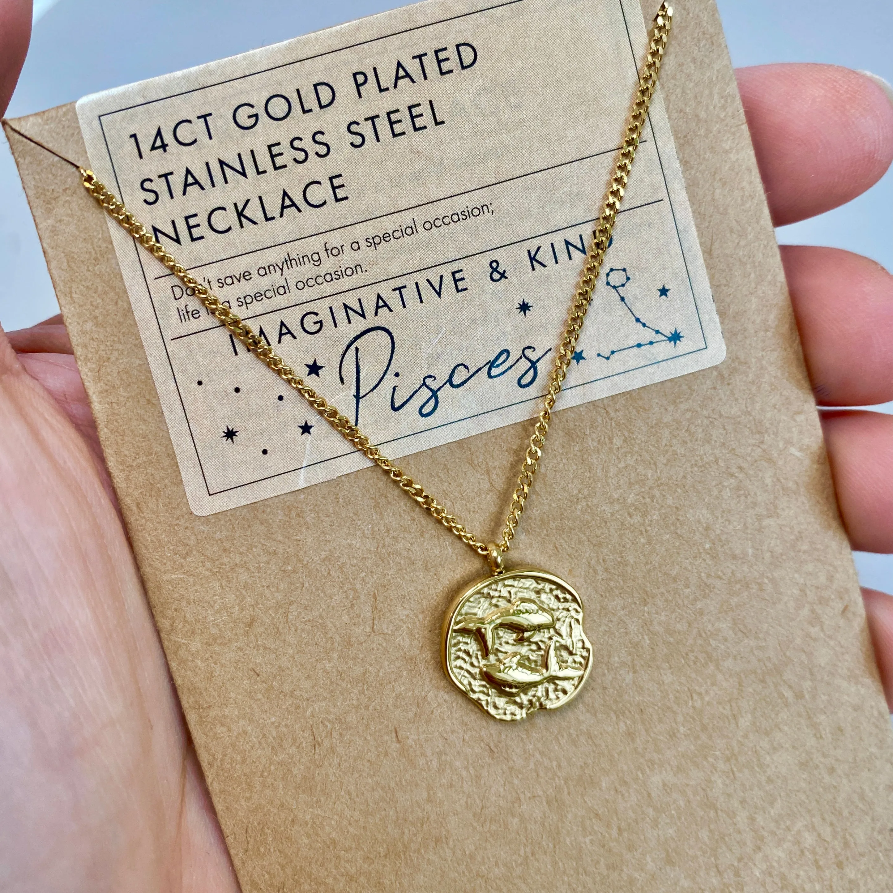 Pisces Zodiac Gold Pendant Necklace