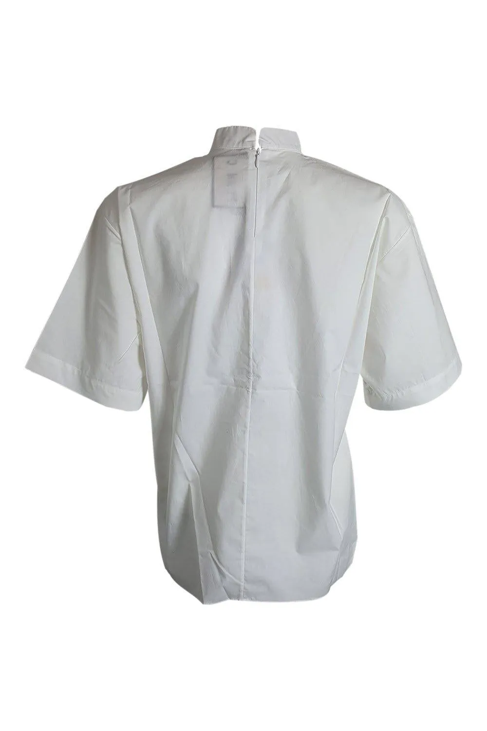 PLAN C White Poplin Crew Neck Short Sleeved Shirt (IT 38)