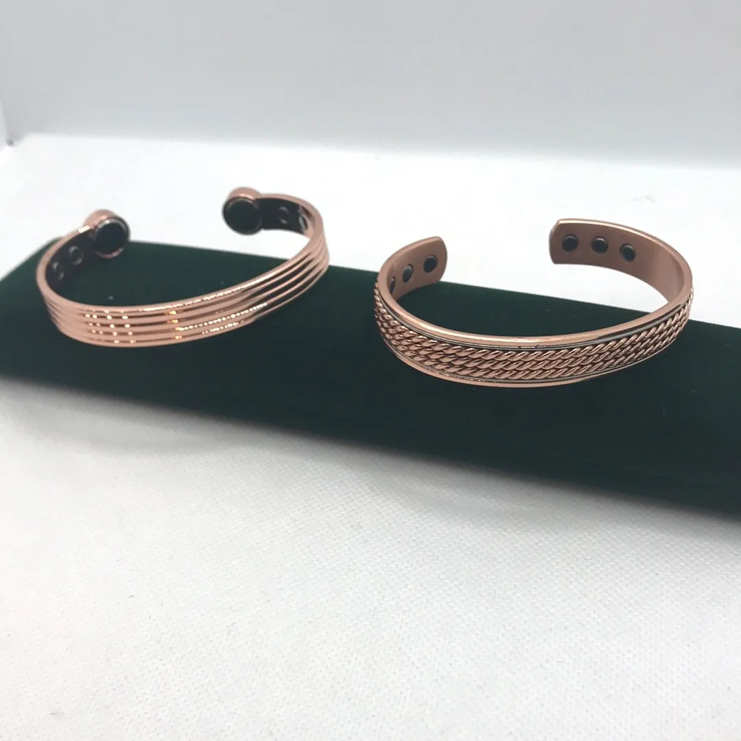 Pure Copper Magnetic Therapy Bracelet Bangle Open Cuff