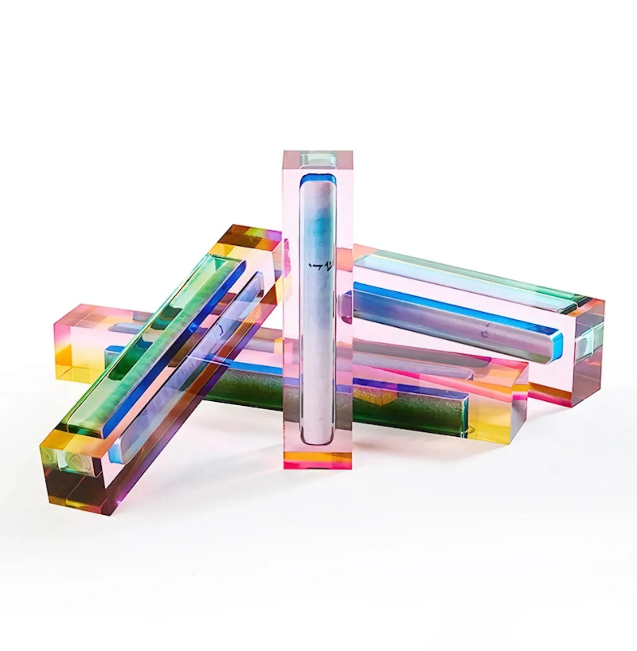 Rainbow Lucite Mezuzah Case