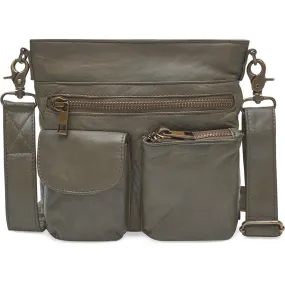 Raw and nice crossbody bag in soft leather / 15350 - Army Green