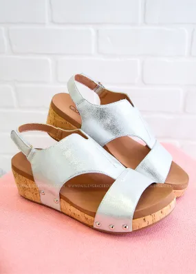 Refreshing Wedges by Corkys - White Metallic