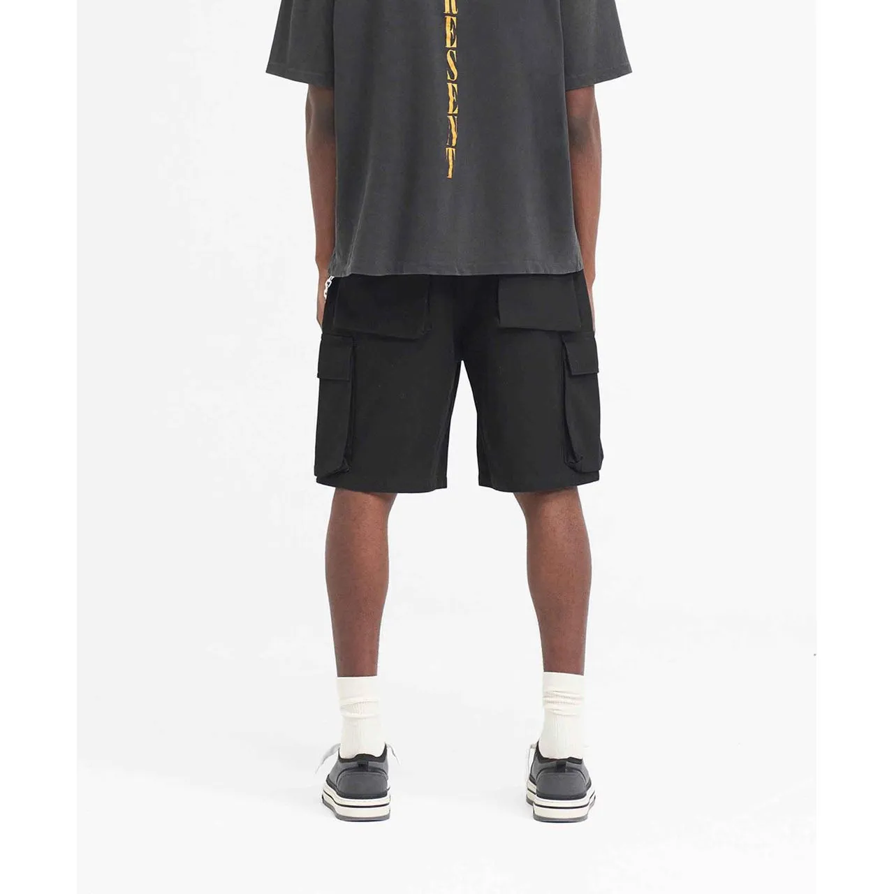 Represent Baggy Cotton Cargo Short Black