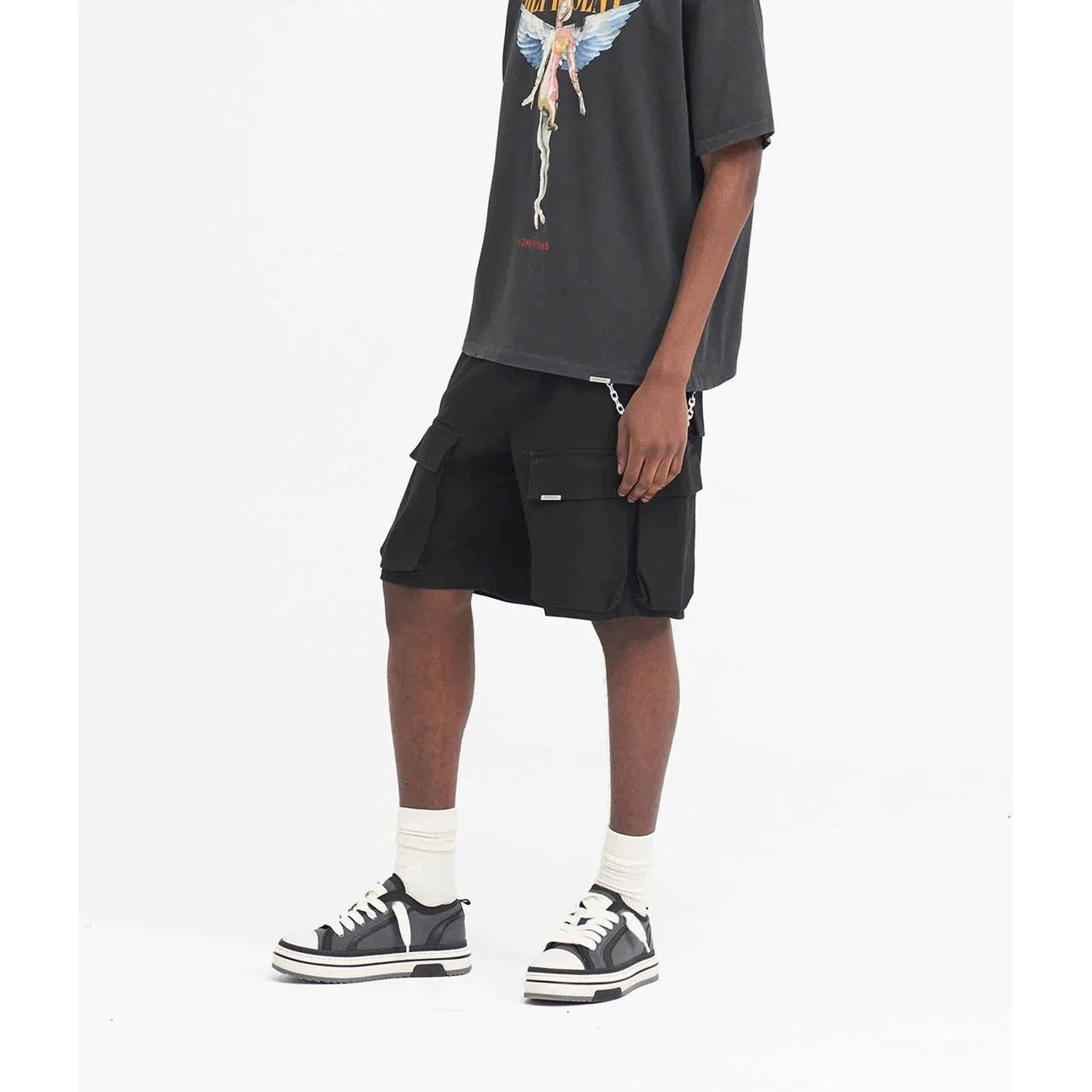 Represent Baggy Cotton Cargo Short Black