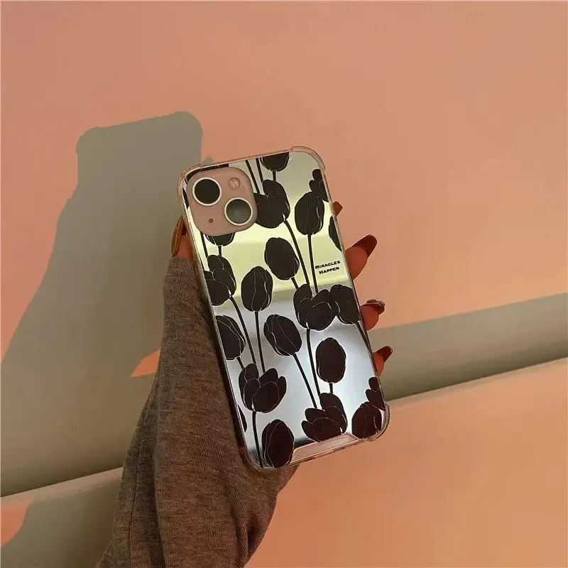 Retro Black Tulip Phone Case for iPhone 11 iPhone 13 Pro Max iPhone 12 Pro Max iPhone 7 Plus iPhone xr MK18707