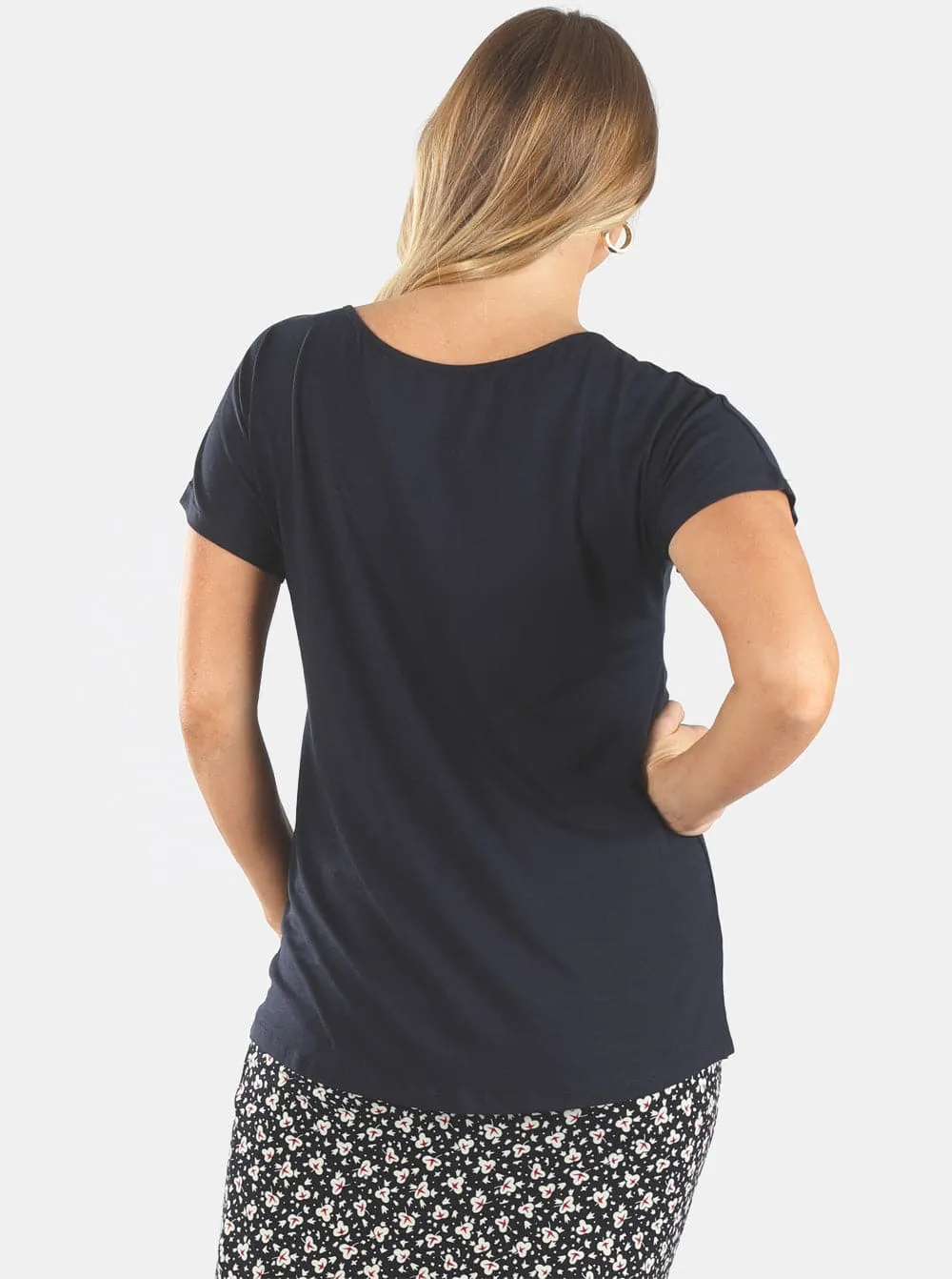 Reversible Tie Front Tee in Navy