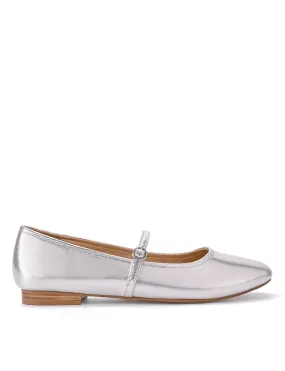 Rey Mary Jane Ballet - Silver Metallic Leather