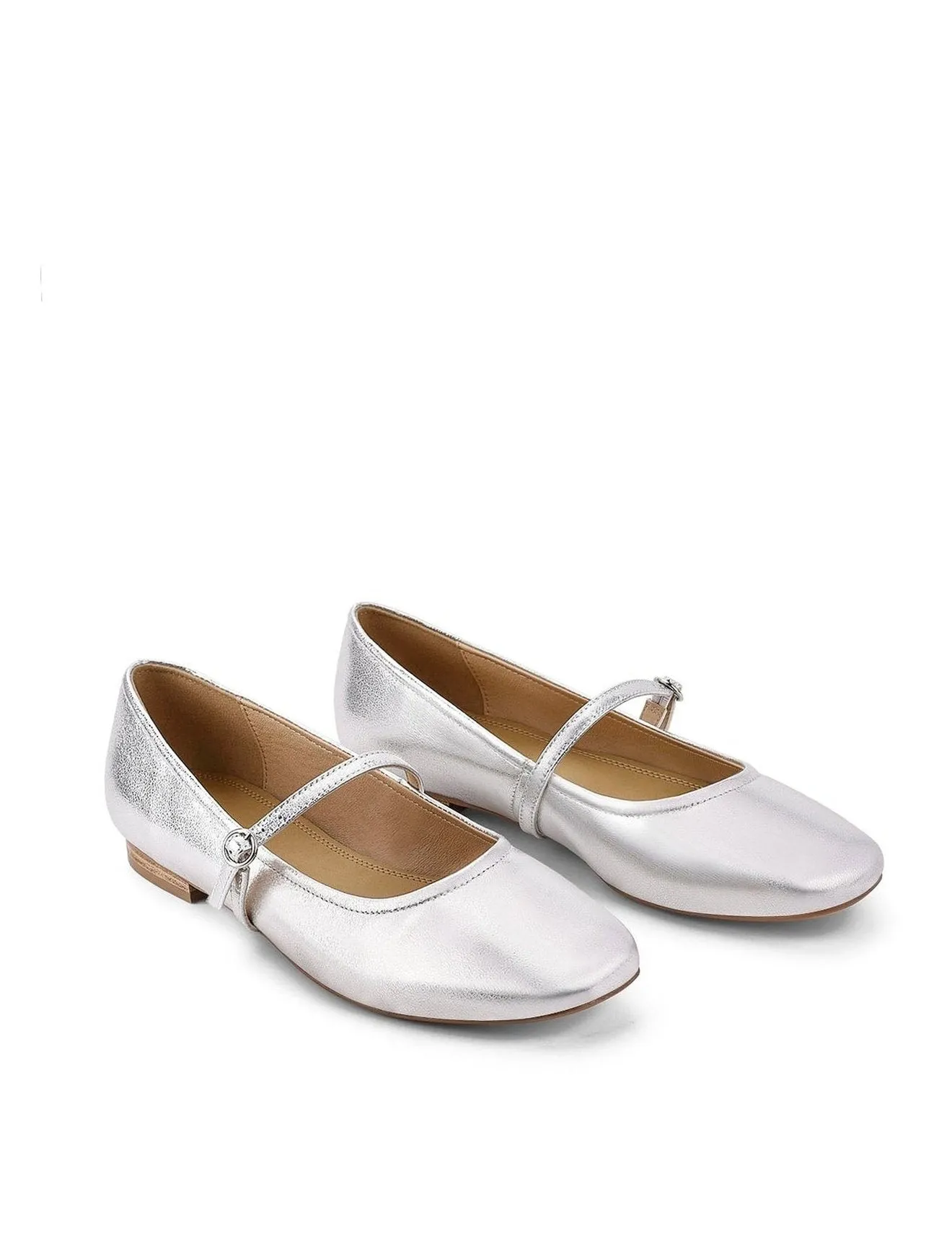 Rey Mary Jane Ballet - Silver Metallic Leather