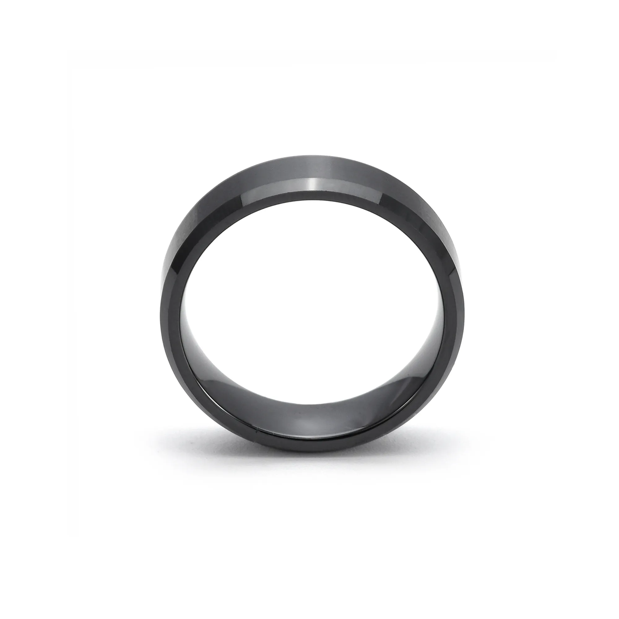 RG602B B.Tiff Black 2-Tone Beveled Edge High Tech Ceramic Ring