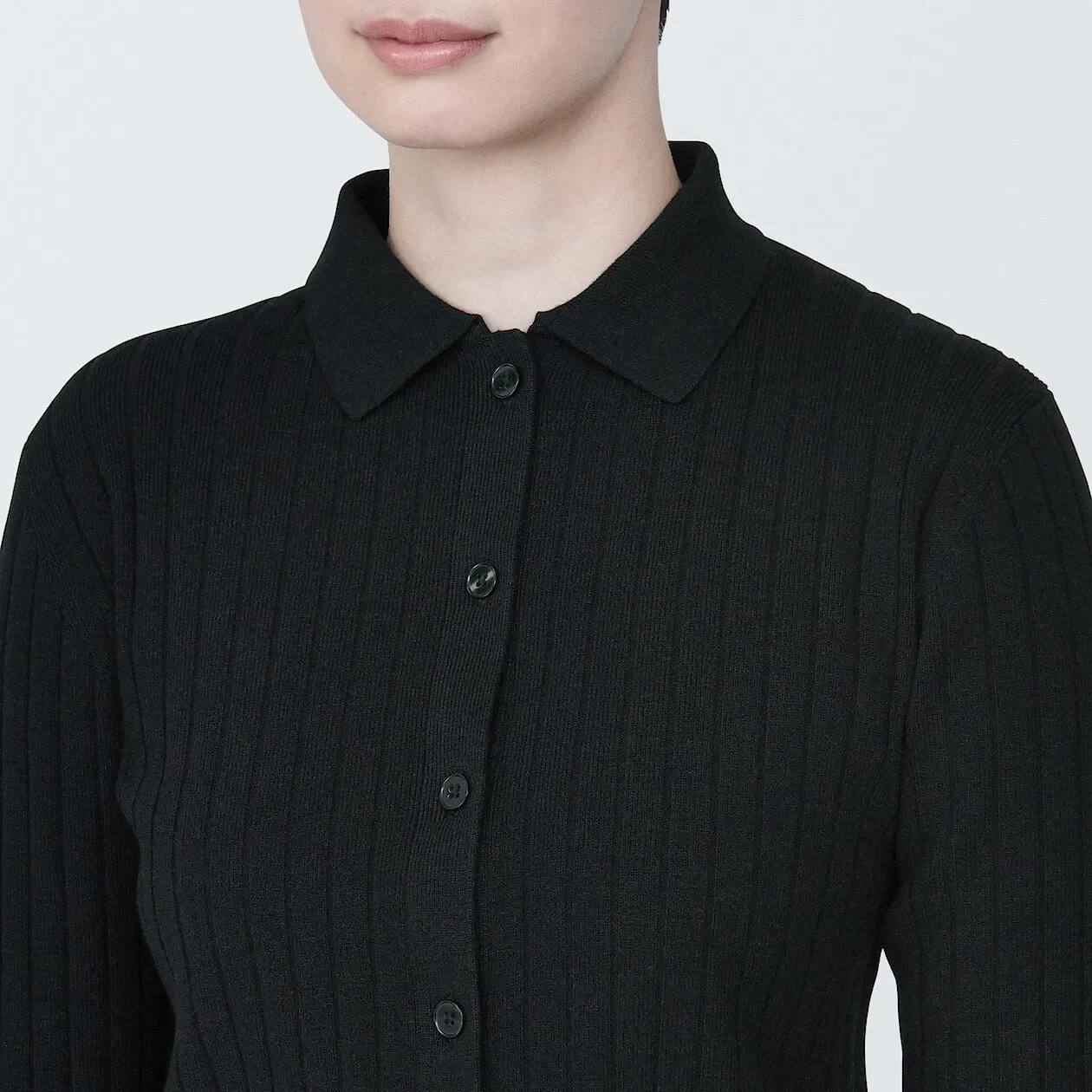 Ribbed Polo Cardigan