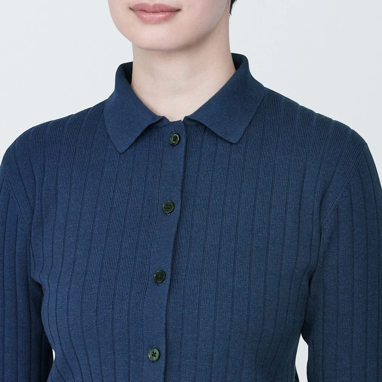 Ribbed Polo Cardigan