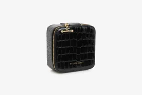 Rose Street Jewellery Box - Croc-Embossed Leather Black