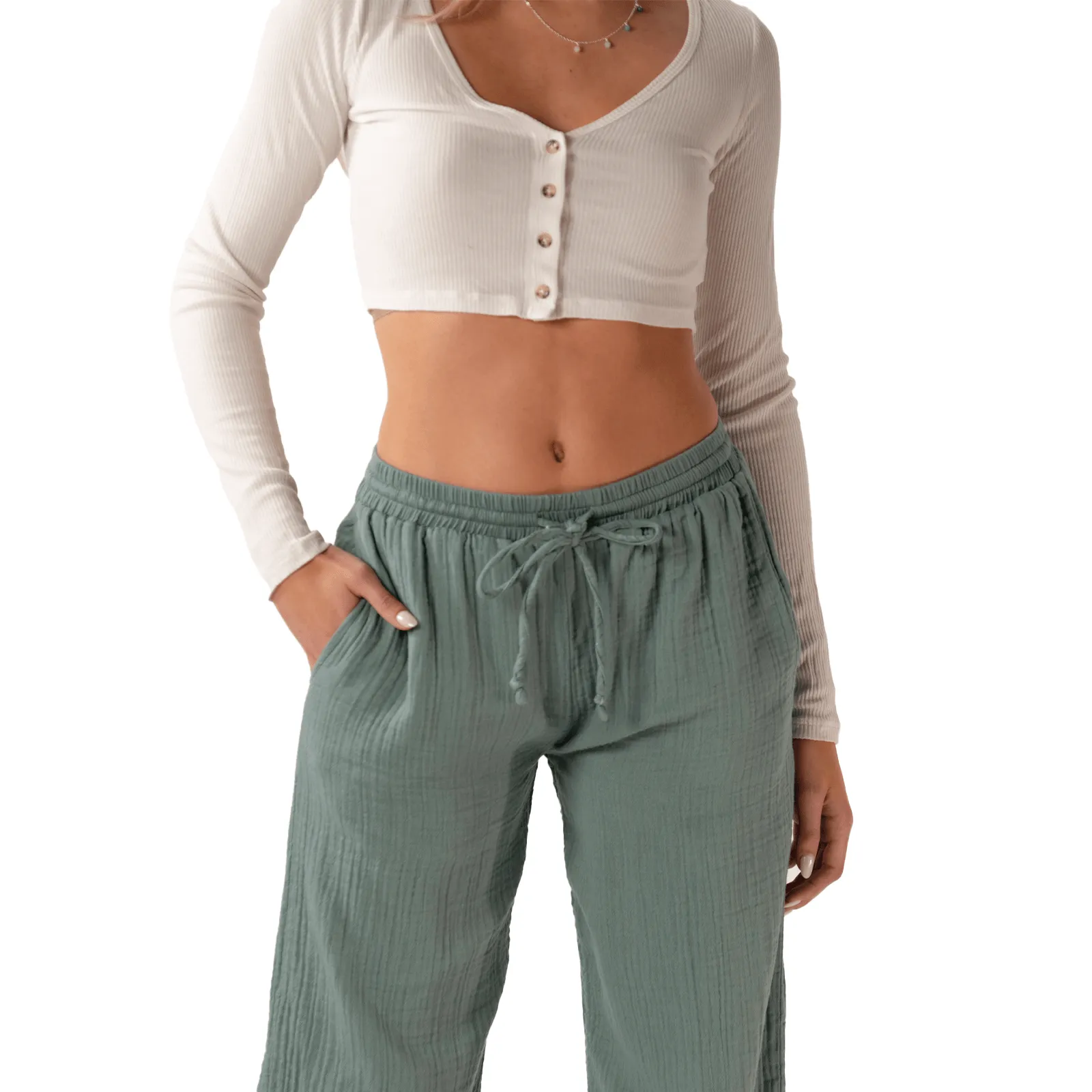 Sage Cotton Cabana Pants