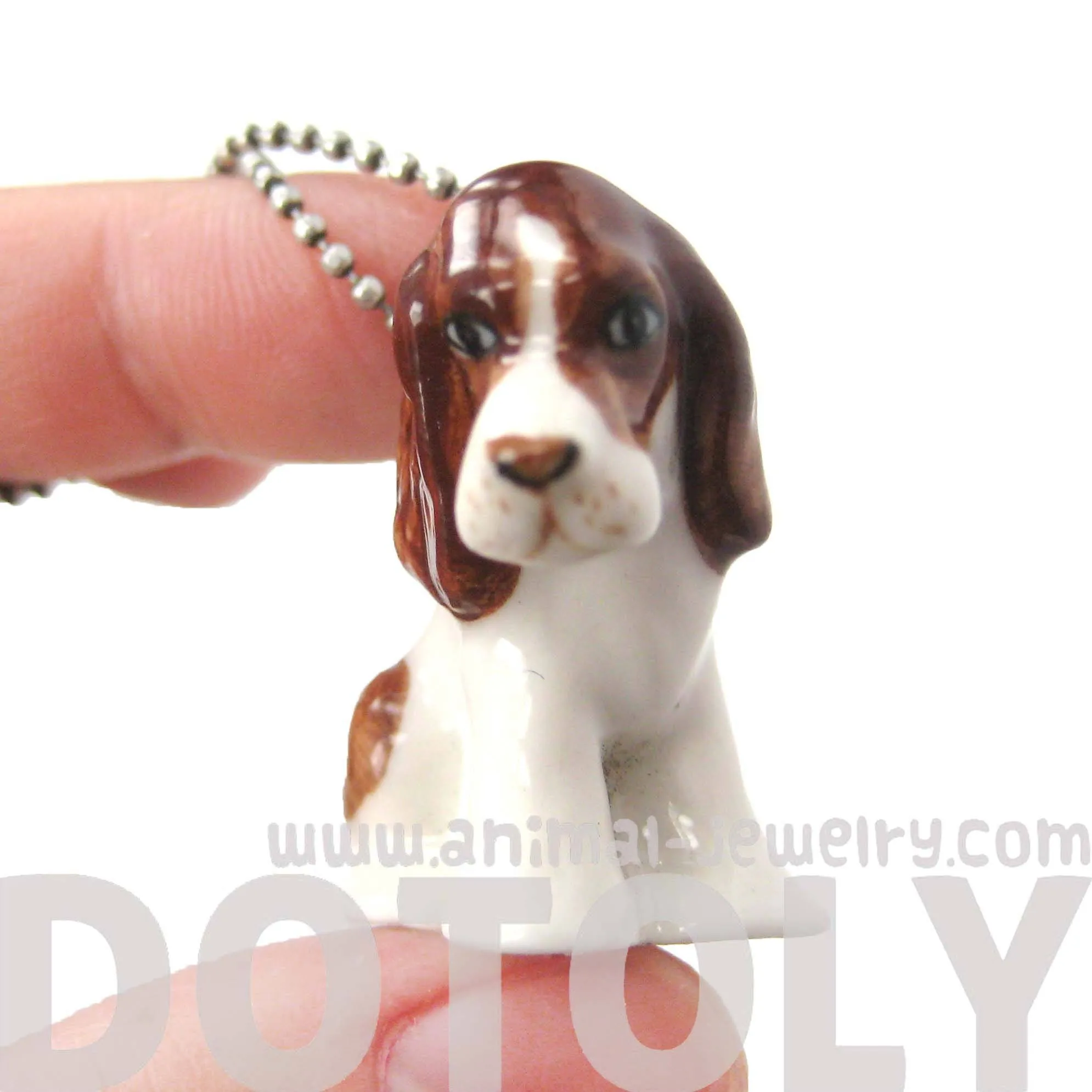 SALE : Basset Hound Puppy Dog Porcelain Ceramic Animal Pendant Necklace | Handmade