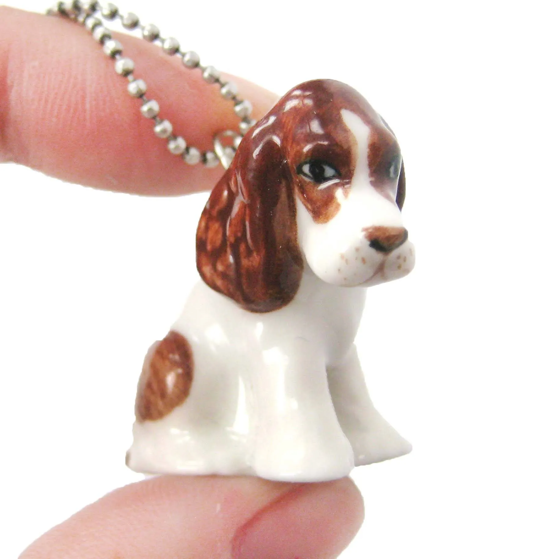 SALE : Basset Hound Puppy Dog Porcelain Ceramic Animal Pendant Necklace | Handmade