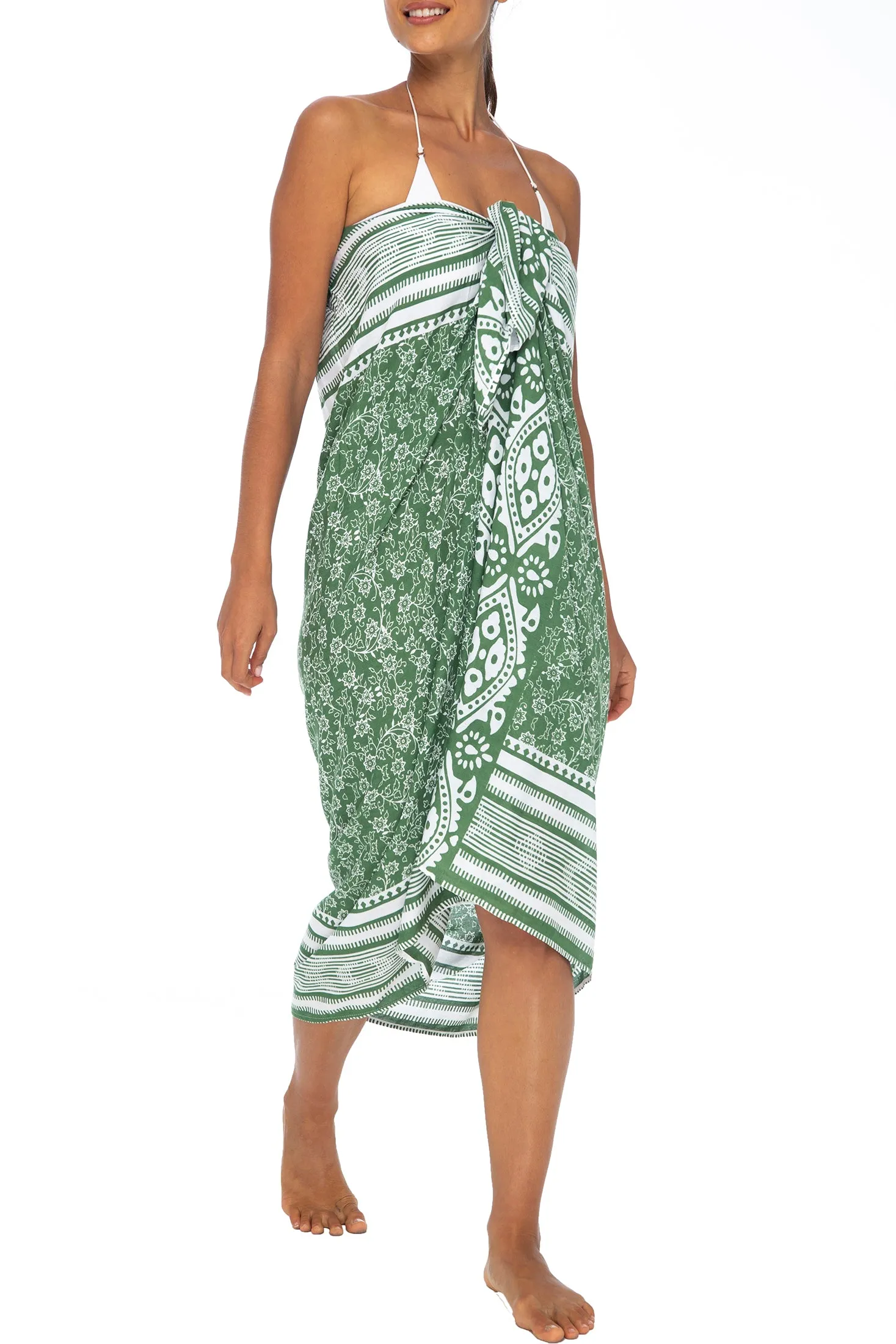 Sarong Beach Dress Wrap with Easy Built-in Ties