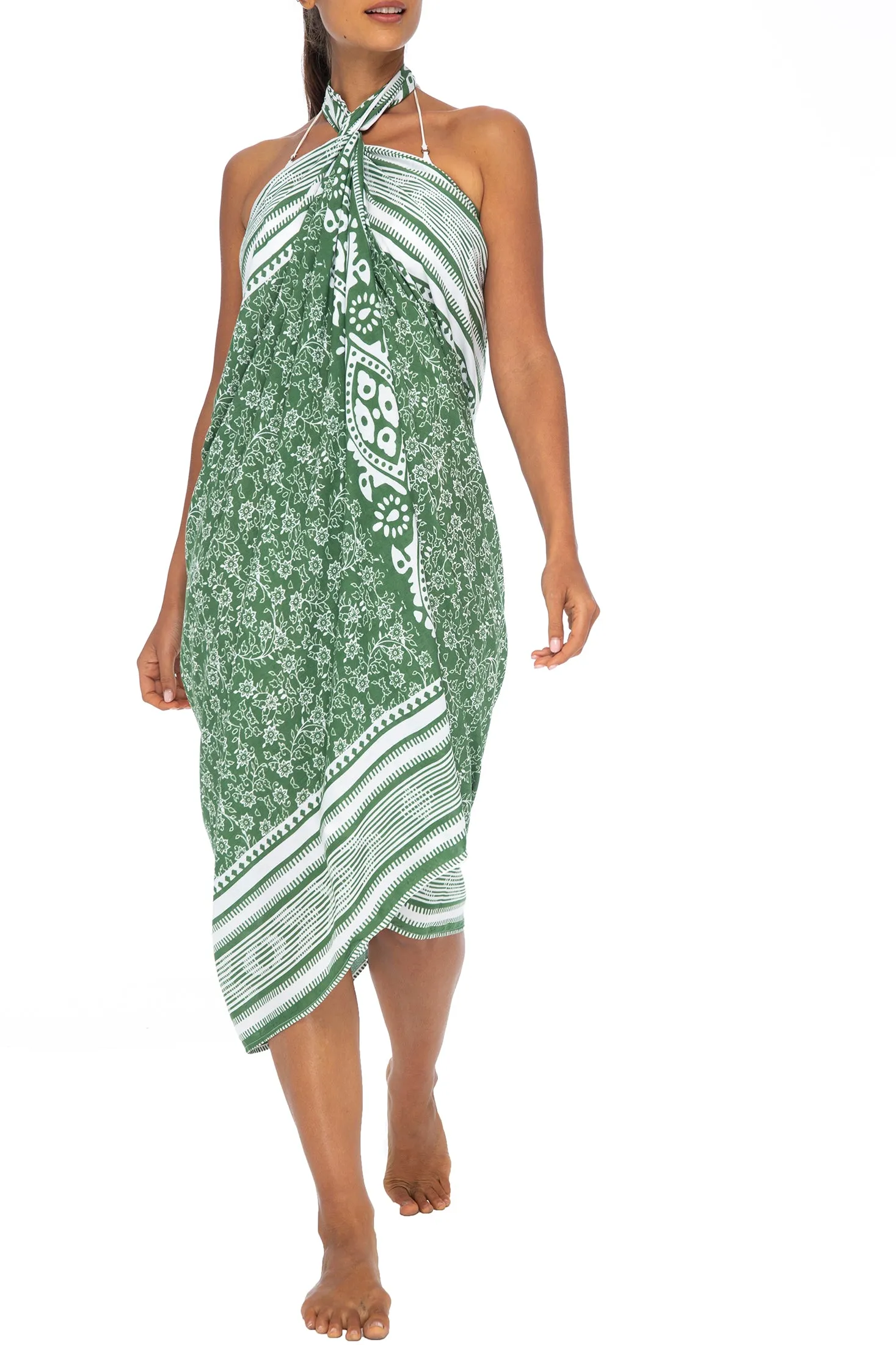 Sarong Beach Dress Wrap with Easy Built-in Ties