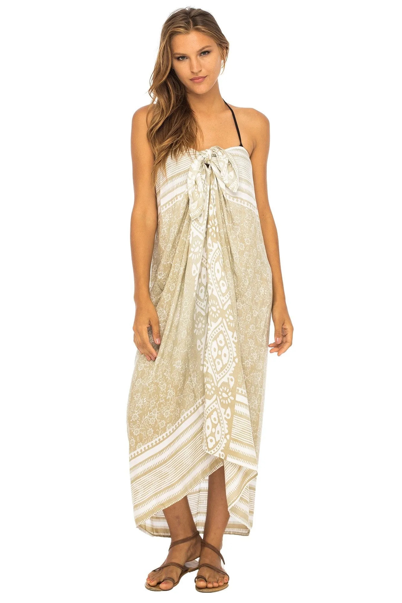 Sarong Beach Dress Wrap with Easy Built-in Ties