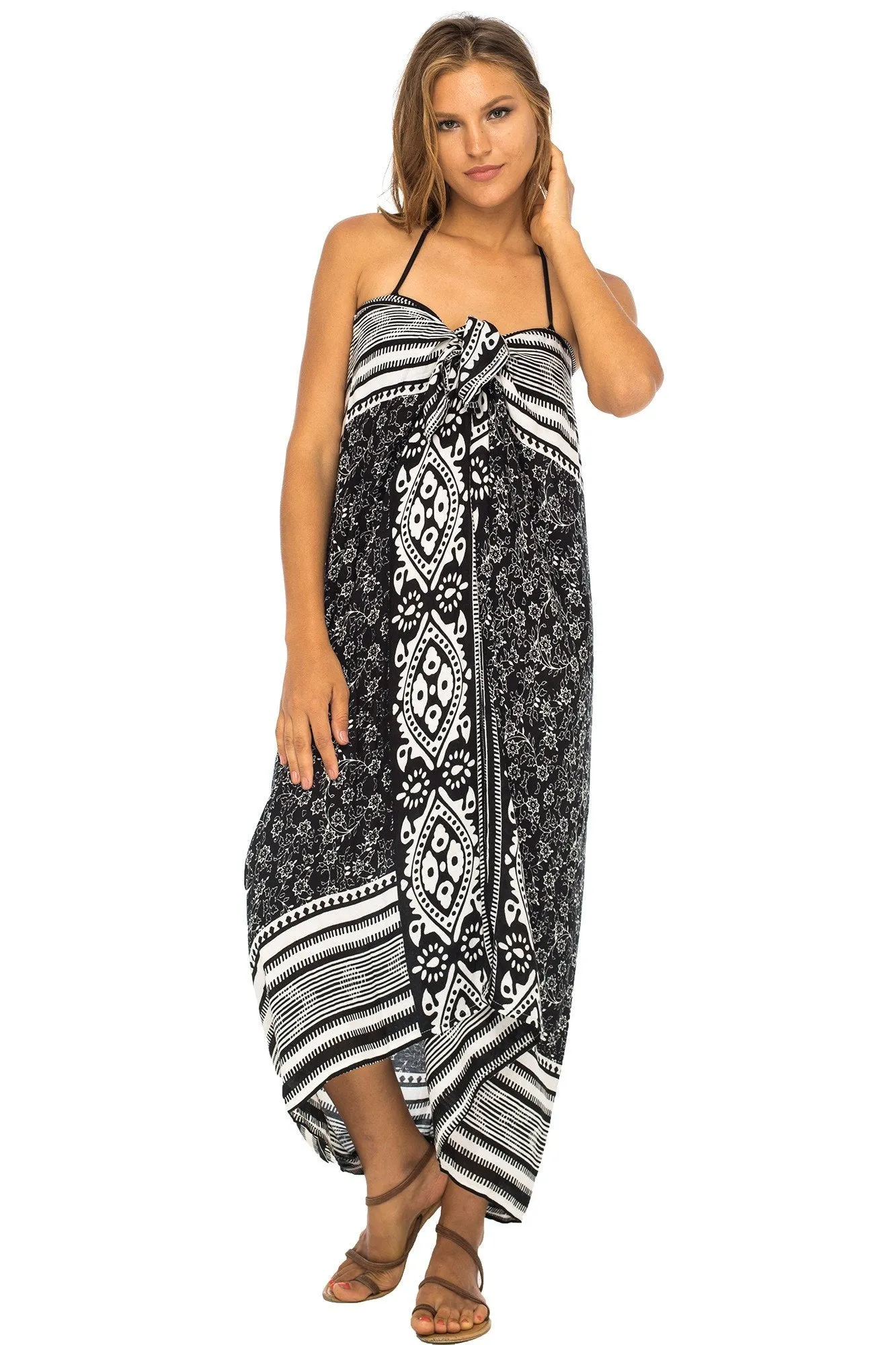 Sarong Beach Dress Wrap with Easy Built-in Ties