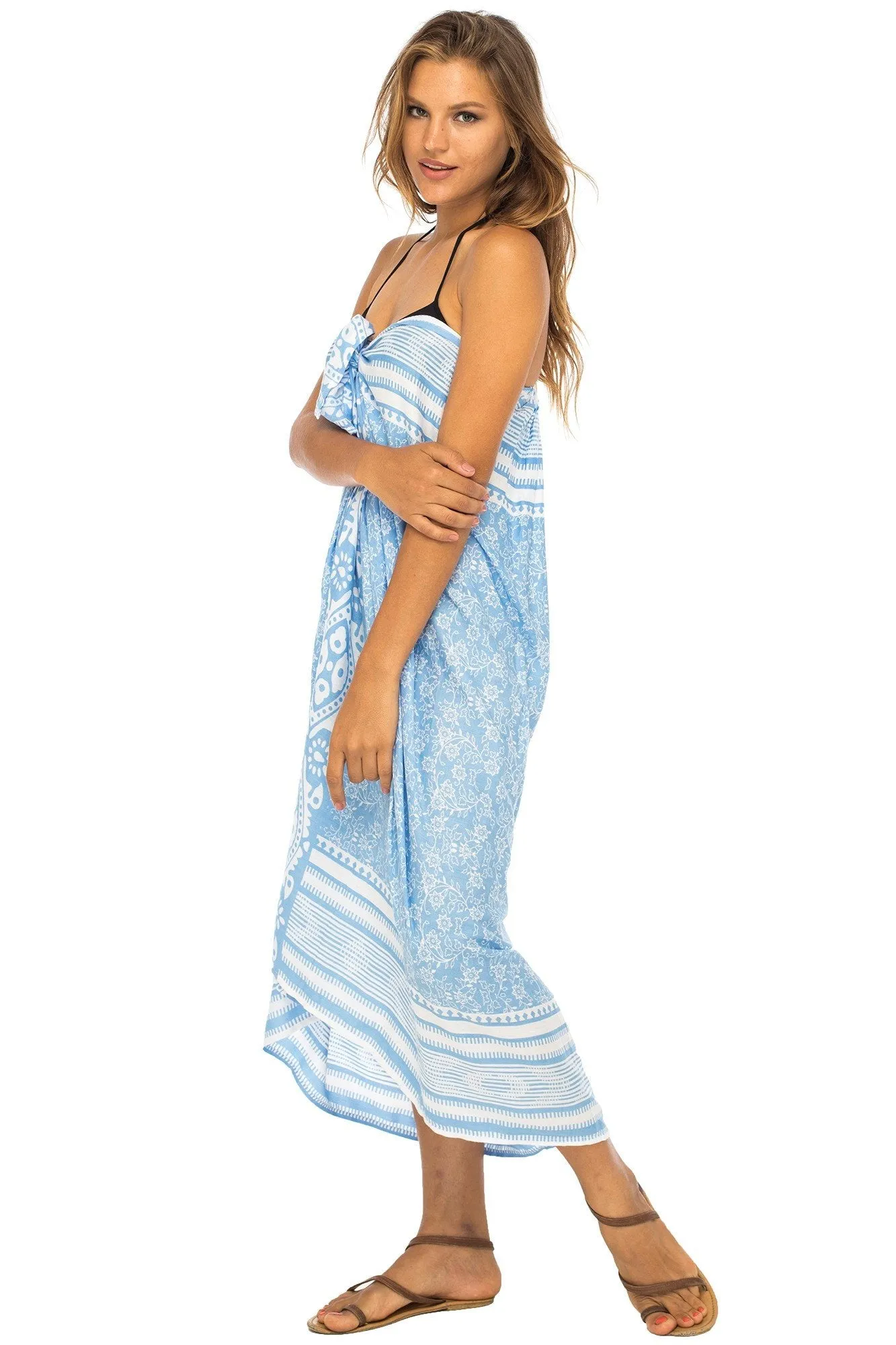 Sarong Beach Dress Wrap with Easy Built-in Ties