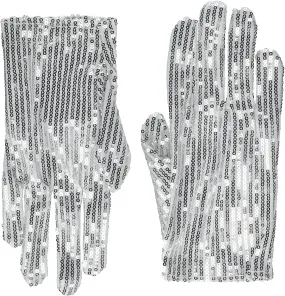 Sequin Sparkly Magician/Dance 2pc Gloves, silver, One Size