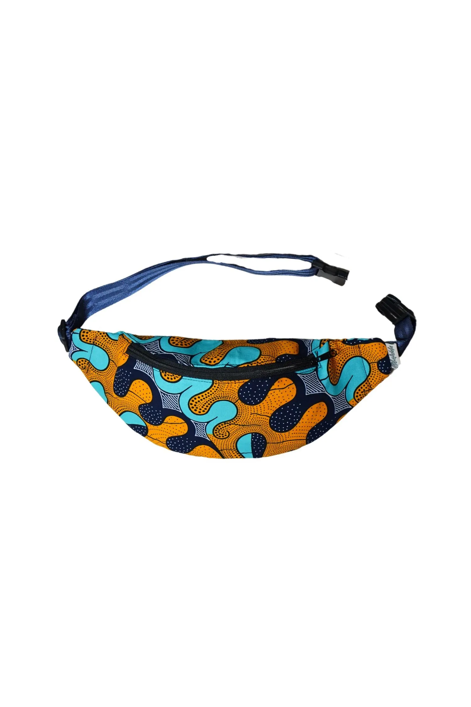 Seye Waistbag -  Cyan Yellow and Blue African Ankara Wax Cotton Print -3