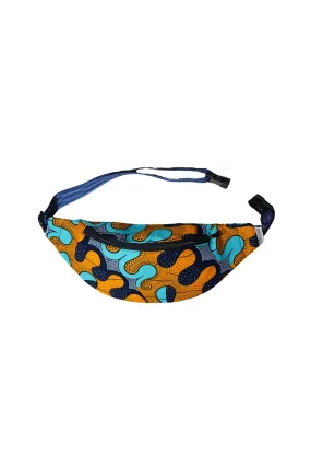 Seye Waistbag -  Cyan Yellow and Blue African Ankara Wax Cotton Print -3