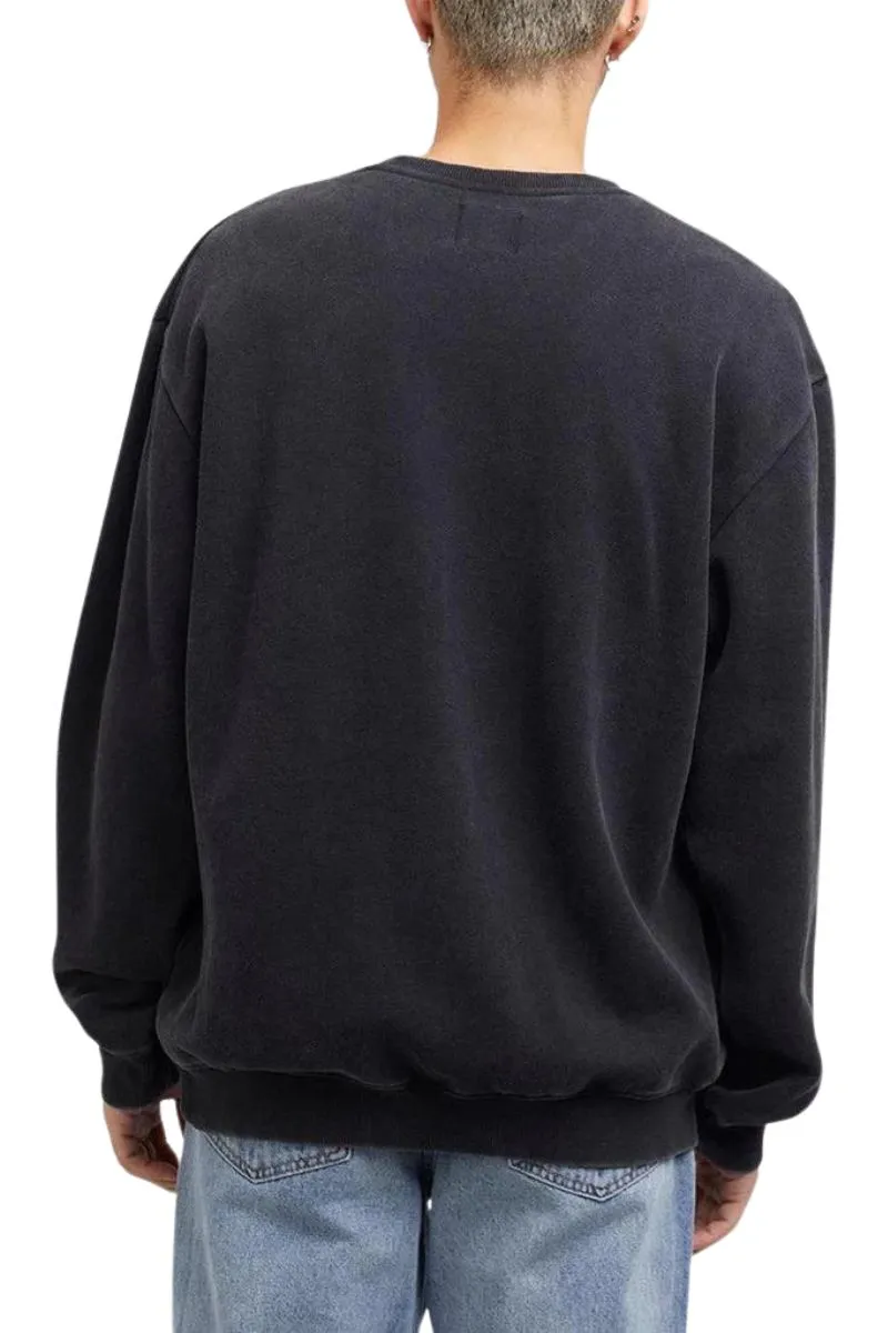 Silent Theory | Mens Embroided Pique Crew (Washed Black)