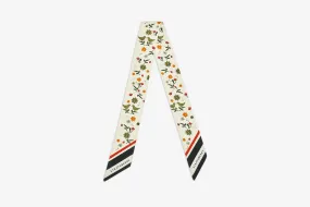 Silk Skinny Scarf - Vanilla Bird Print