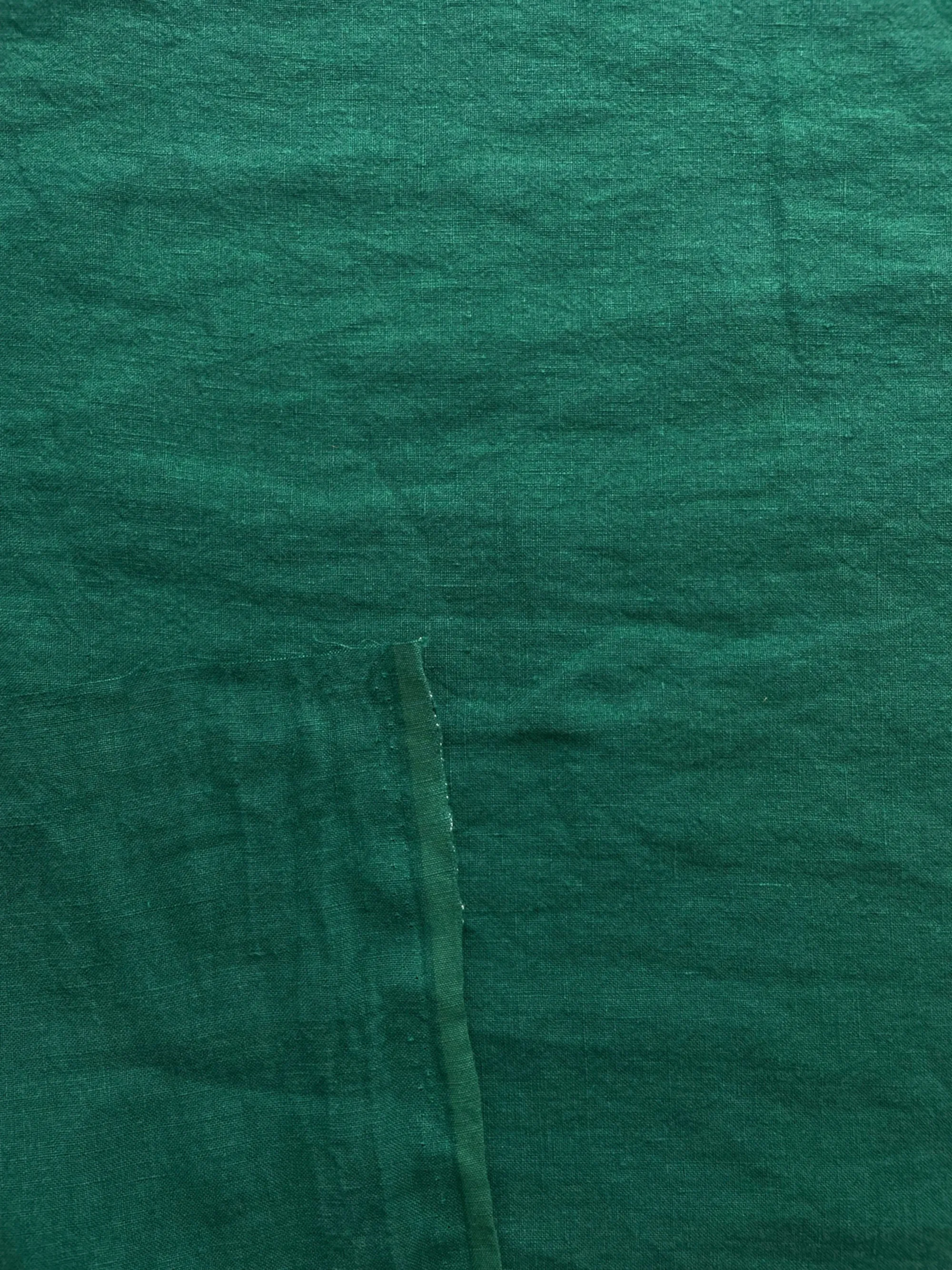 Soft Washed Lightweight Linen Fabric in Emerald