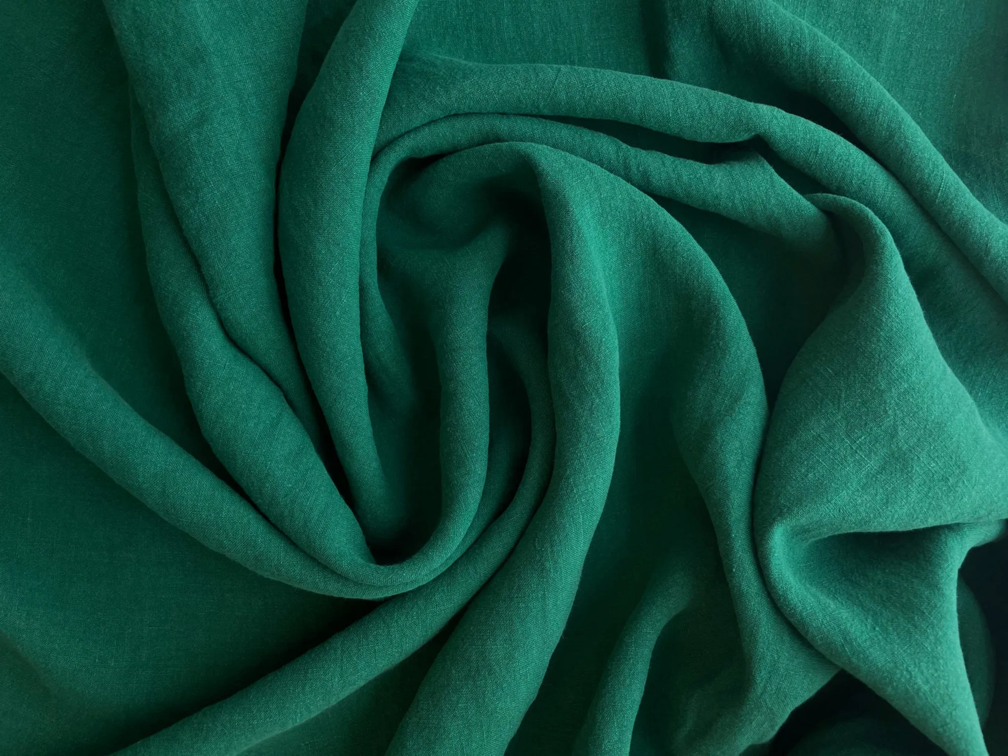 Soft Washed Lightweight Linen Fabric in Emerald