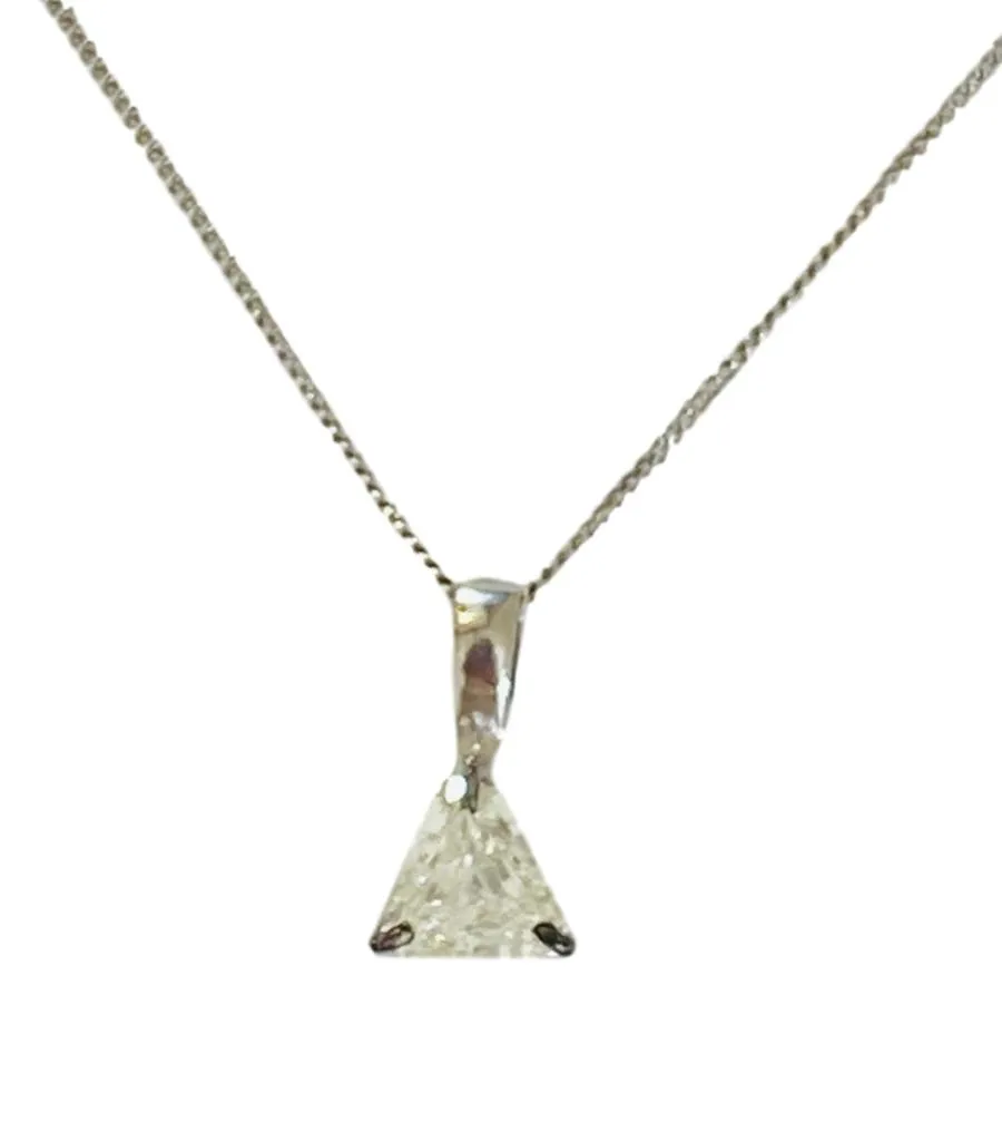 Solitaire Diamond .4cts Pendant On A 18k White Gold Necklace