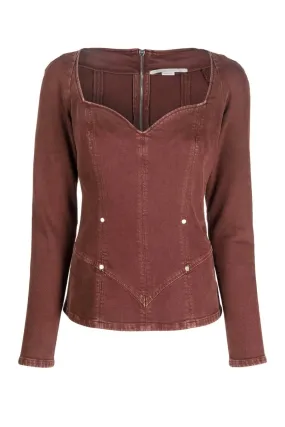 Stella McCartney Sweetheart Denim Top - Mahogany