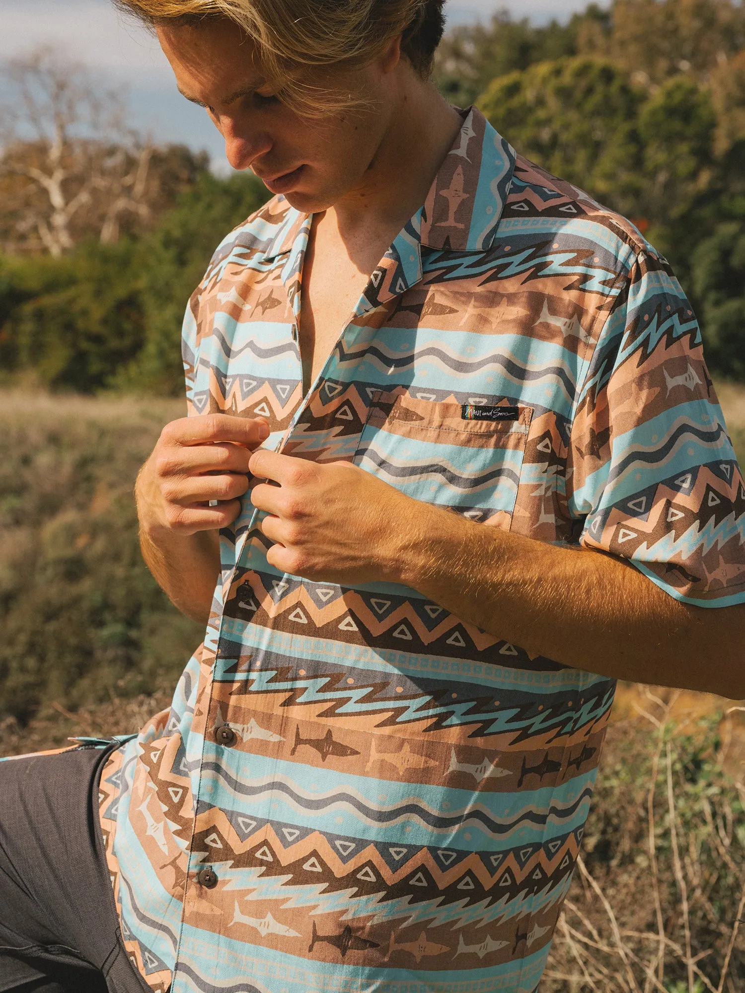 Stoker Button Up Shirt in Tan