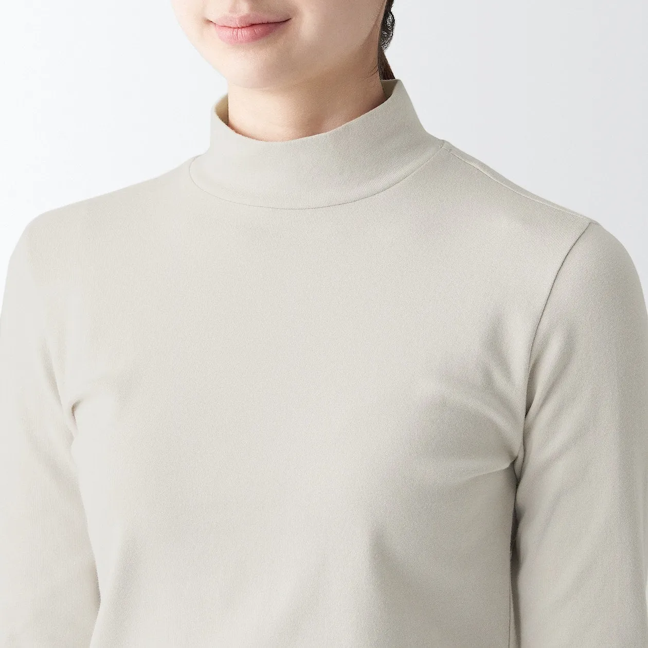 Stretch Ribbed High Neck Long Sleeve T-Shirt