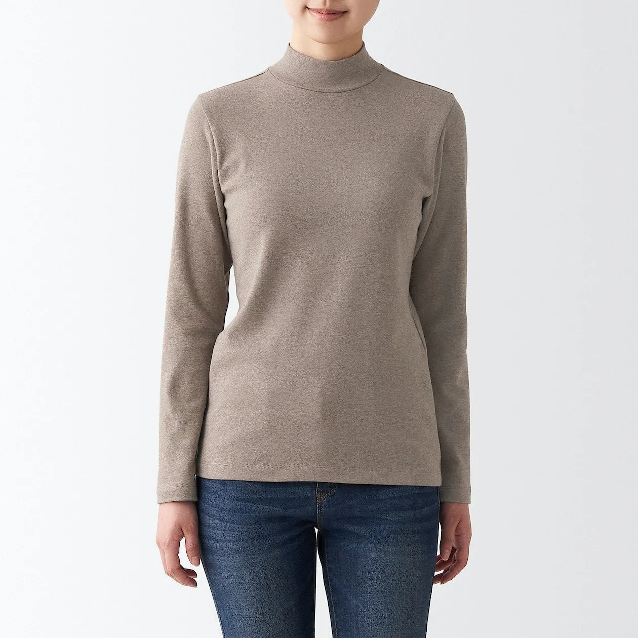 Stretch Ribbed High Neck Long Sleeve T-Shirt