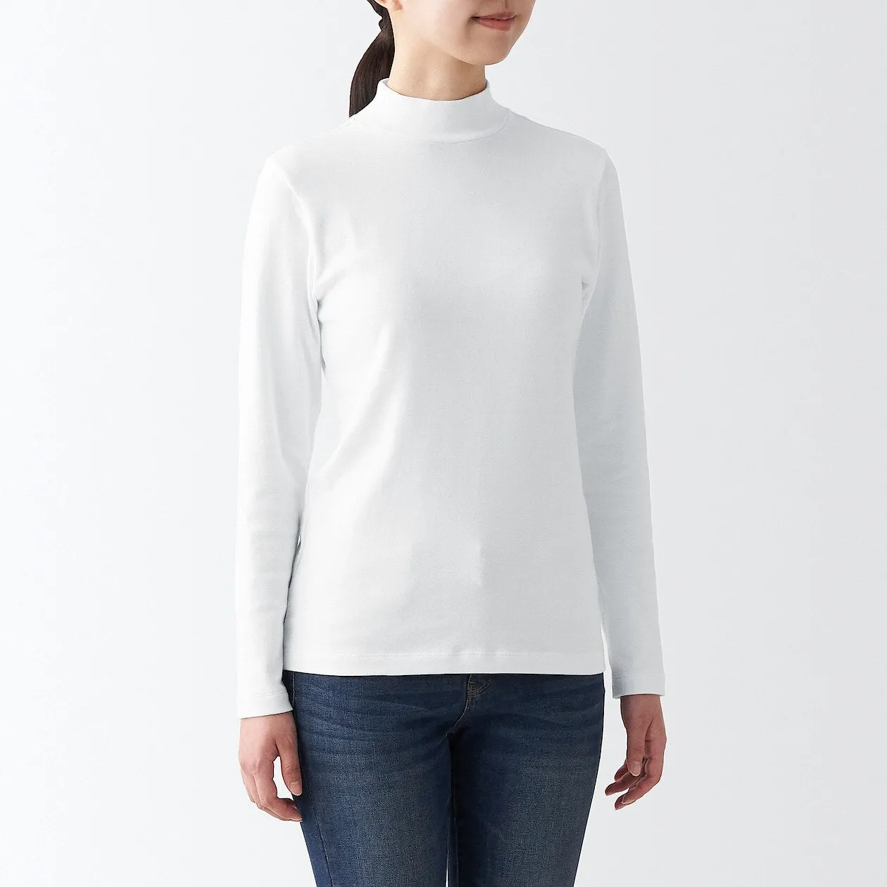 Stretch Ribbed High Neck Long Sleeve T-Shirt