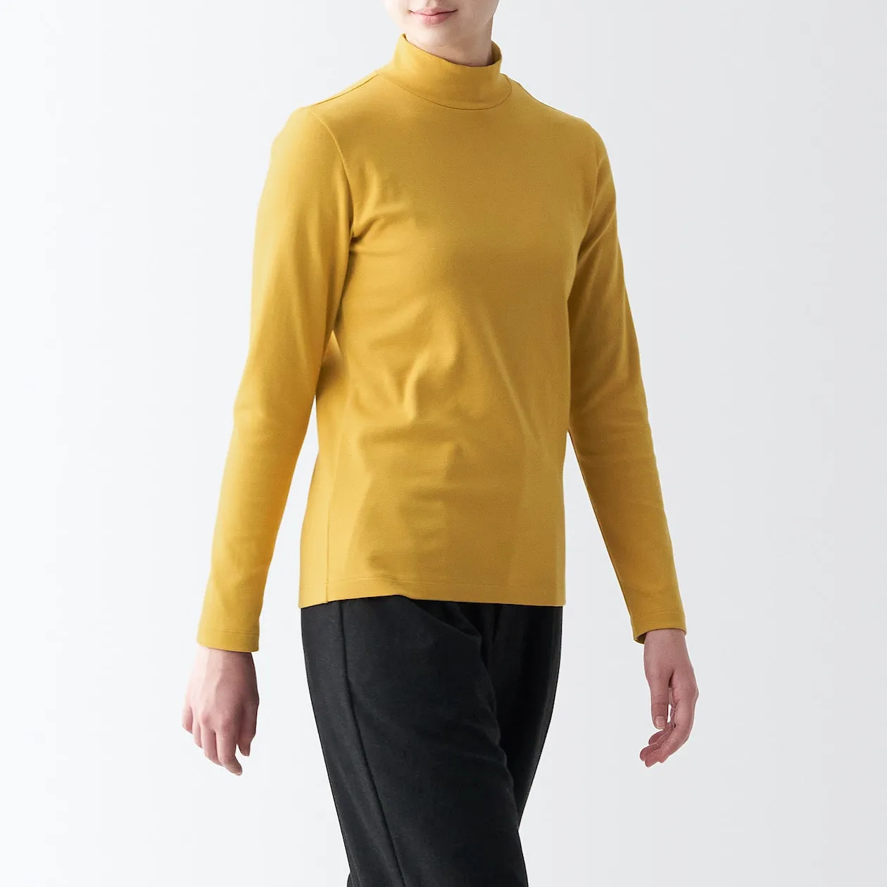 Stretch Ribbed High Neck Long Sleeve T-Shirt