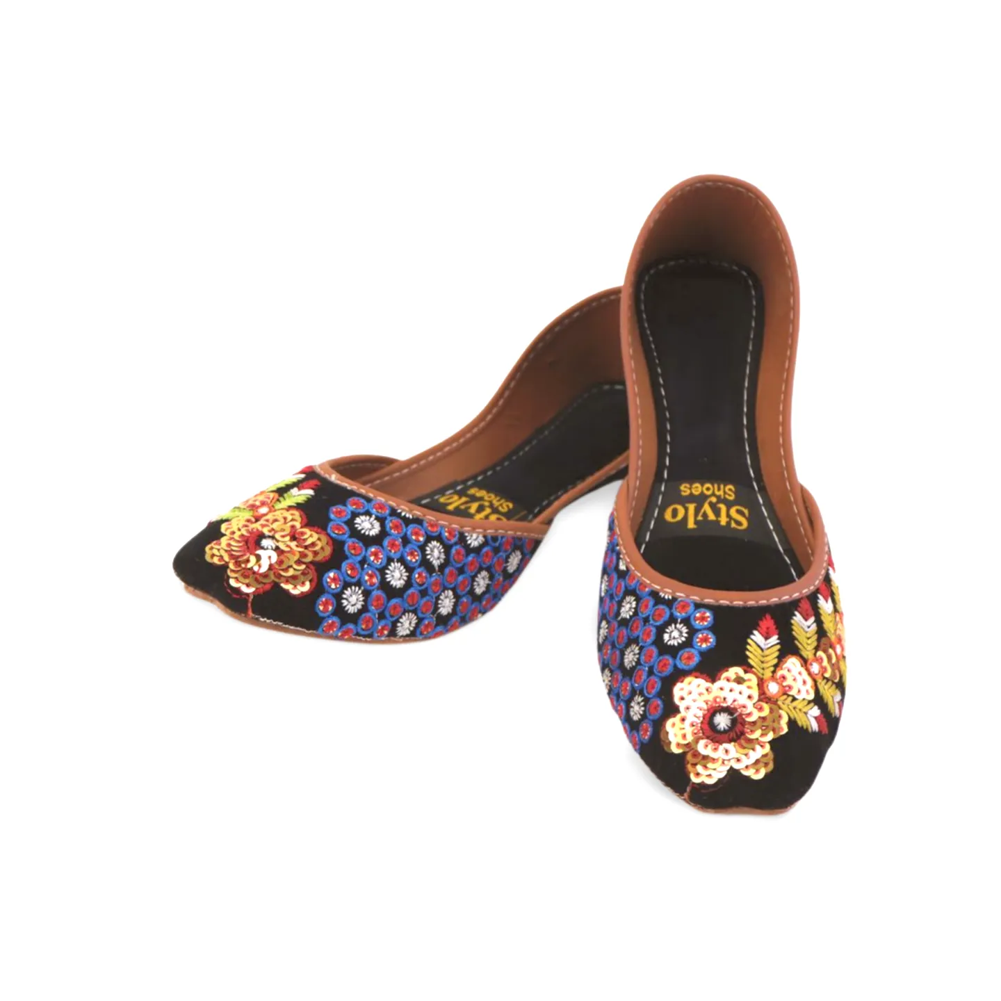 Stylish Velvet Embroidered Khussa for Girls - Traditional Pakistani Footwear with a Modern Twist