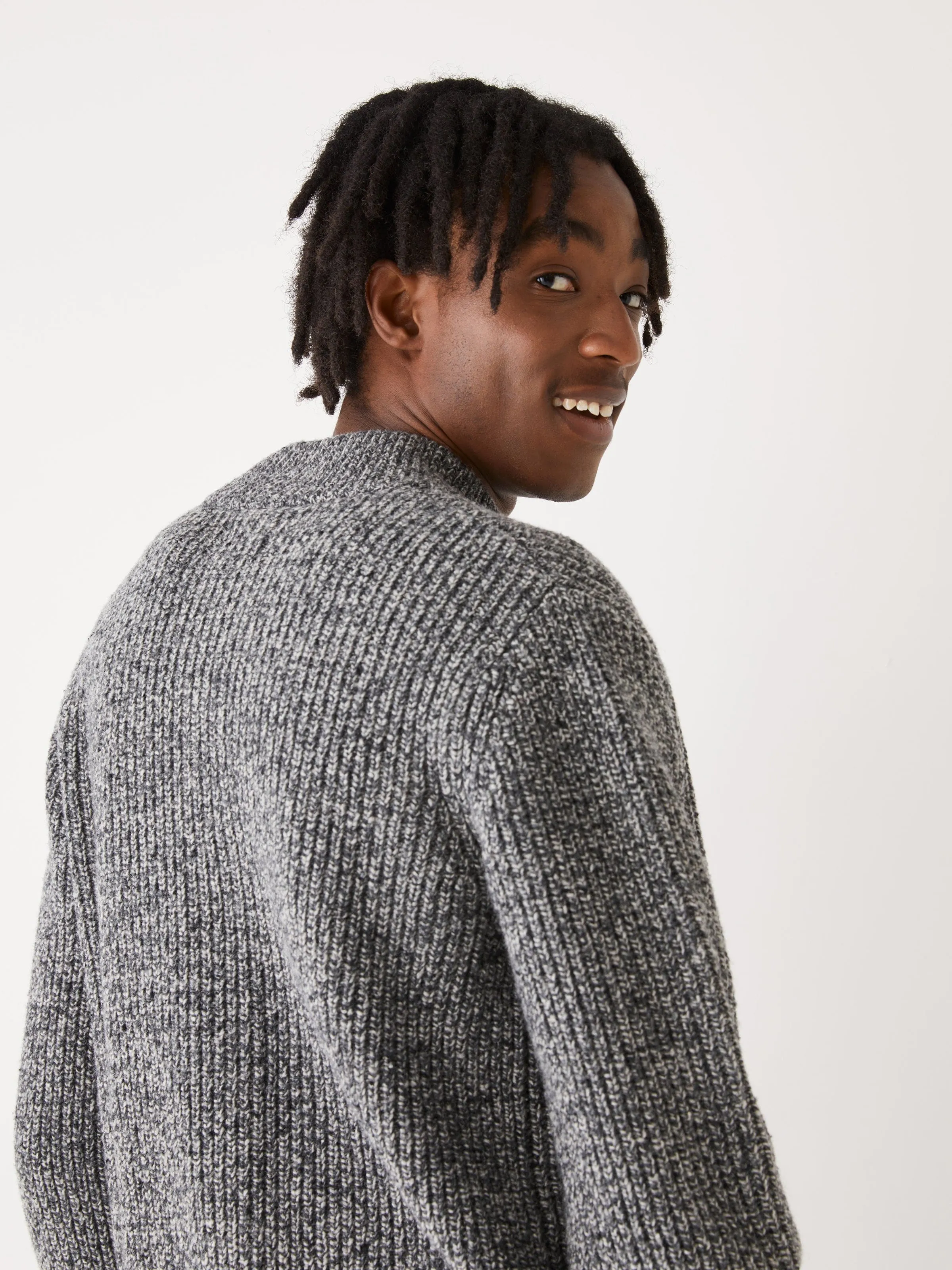 The Donegal Button-Up Sweater in Charcoal